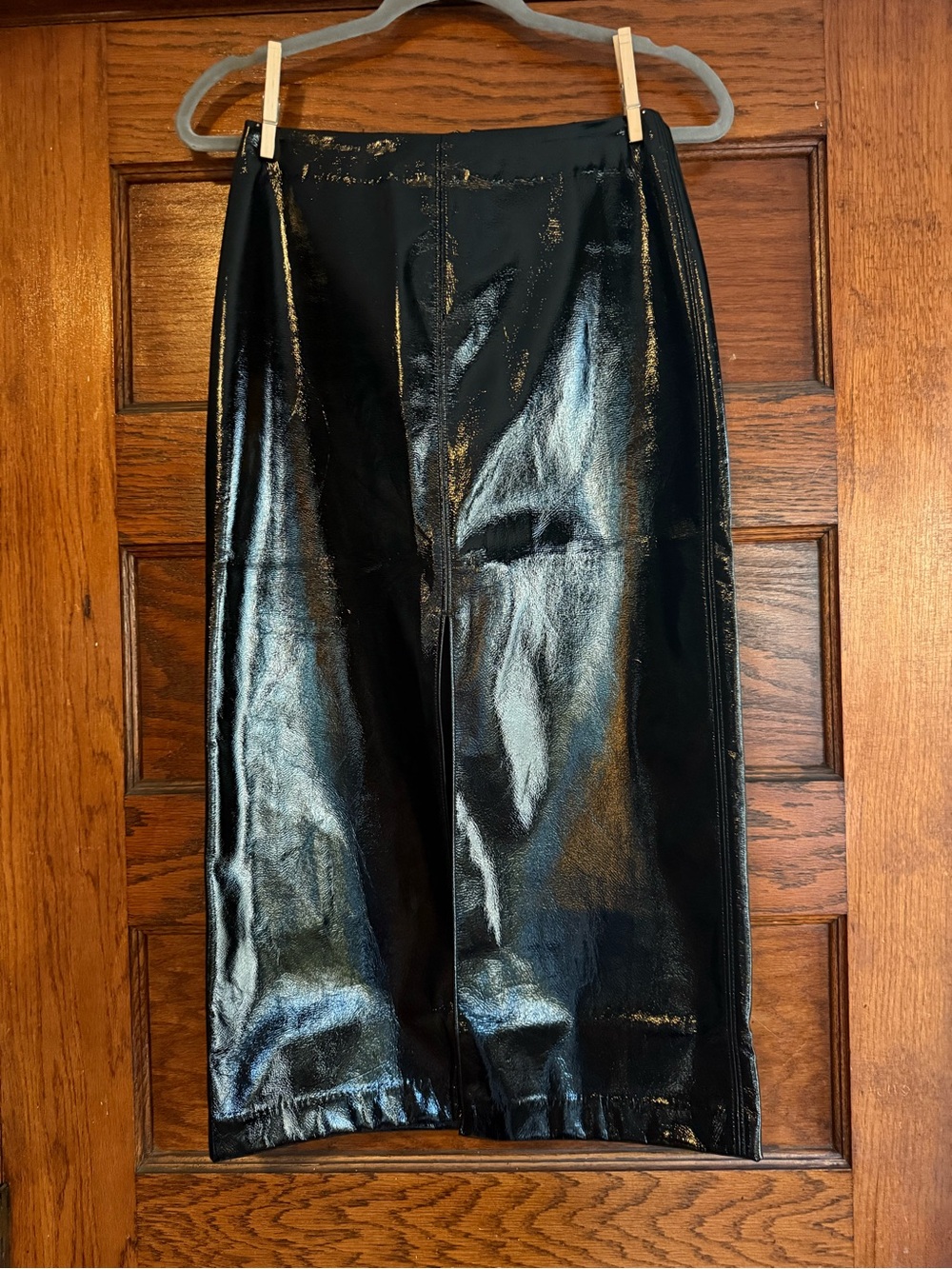 GAP Patent Leather High Waist Front Slit MIDI Skirt Faux PU US 0